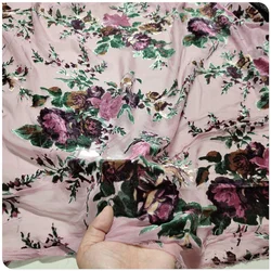 1 Meter Flower Burnout Pink Silk Velvet Fabric High-grade Mulberry Cloth Dress Cheongsam Shirt Fabric