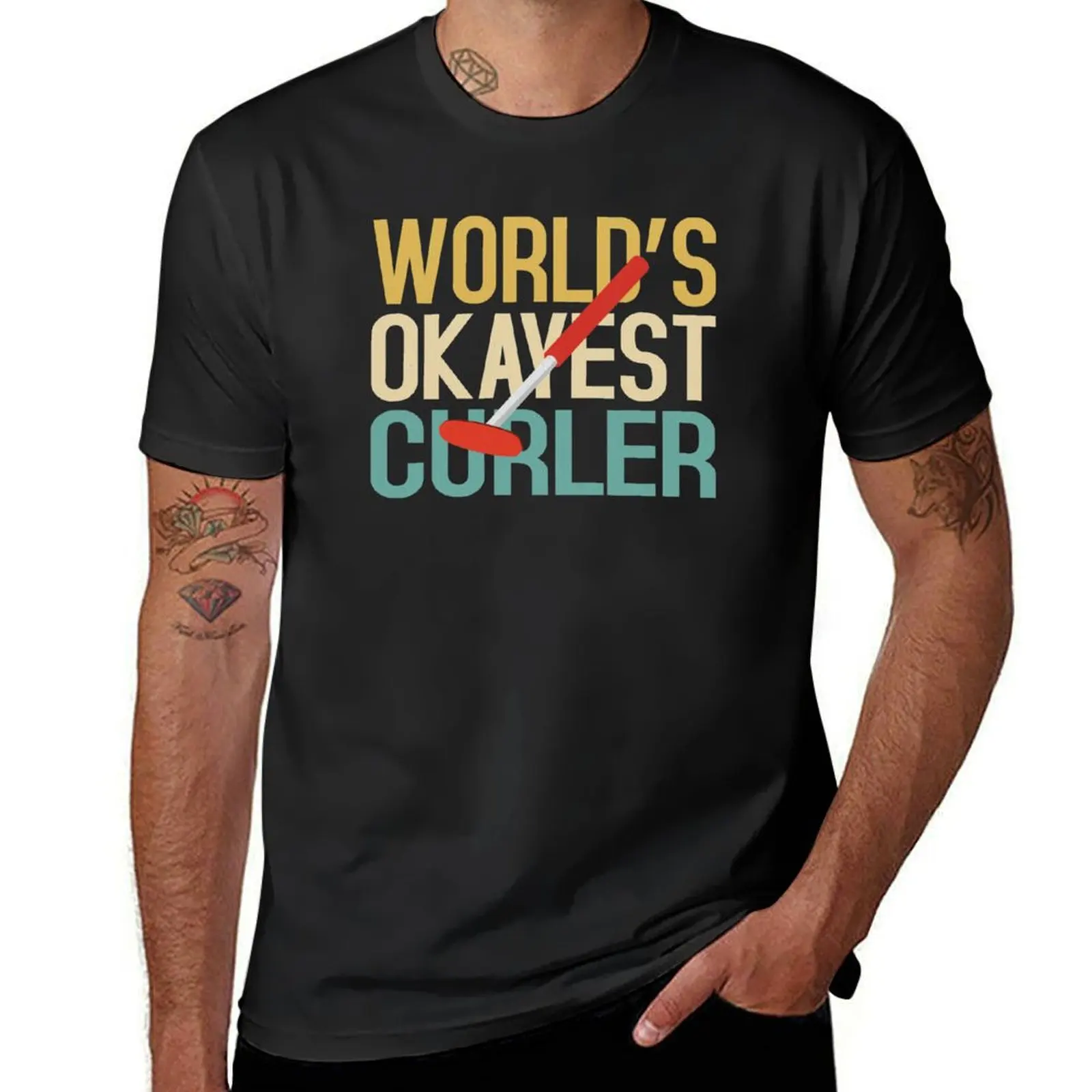 World's Okayest Curler T-Shirt aesthetic clothes summer top sweat mens workout shirts