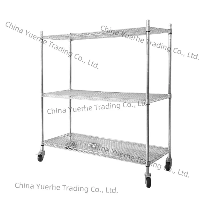 

Полки с хромированной проволочной сеткой Складские полки Мобильные стеллажи с колесами