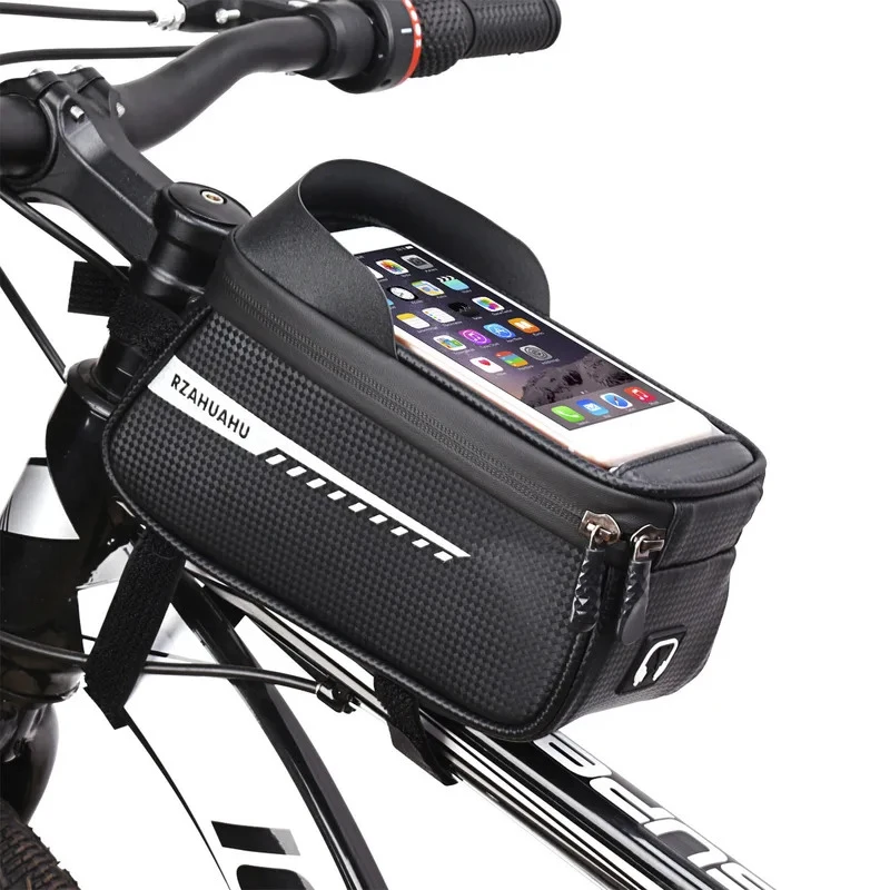 AliExpress NONE Bicycle Front Beam Bag Front Tube Cycling Bag Bicycle Waterproof Phone Case Holder Touchscreen Waterproof Saddle Bag Accessories