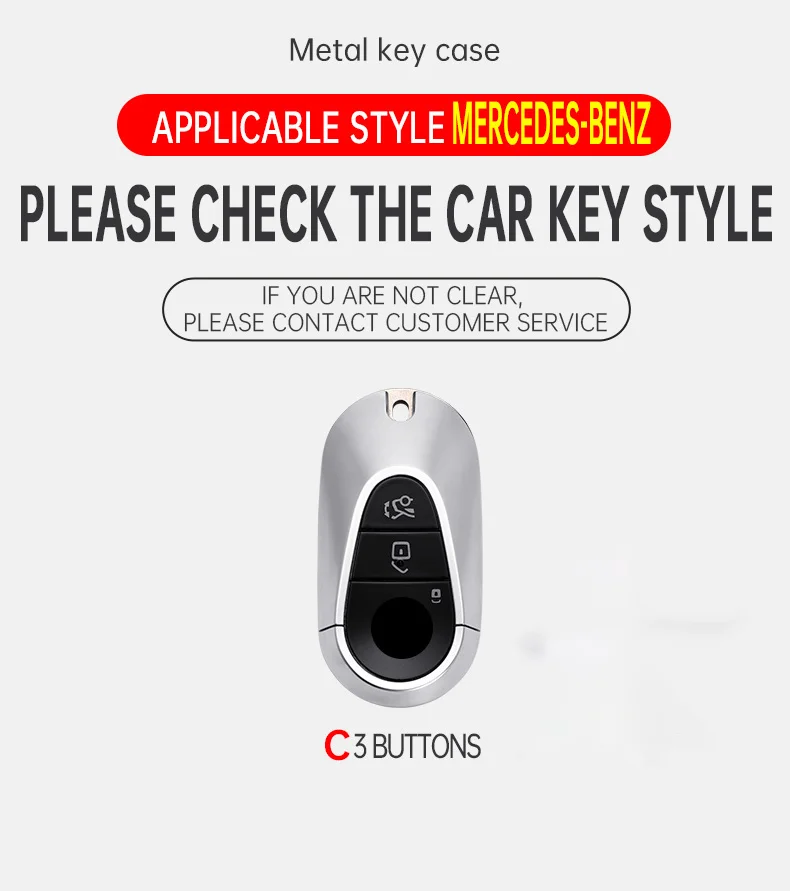 Passende Zinklegierung Autoschlüsselhülle für Mercedes Benz 2022 C S Klasse W206 W223 S350 C260 C300 S400 S450 S500 Zubehör – Detail 4