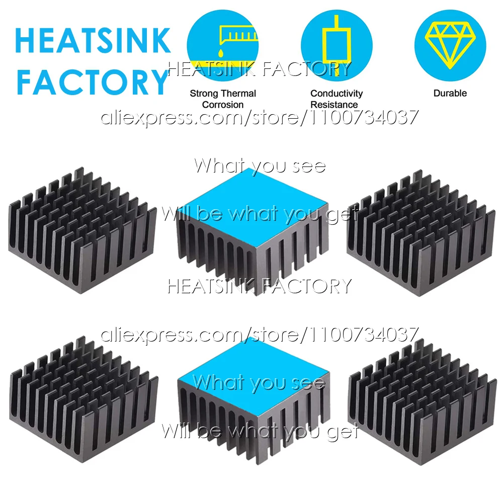 28x28x15mm Black Anodized Zigzag Aluminum Heatsink Thermal Adhesive Tape Cooler for Electronic CPU GPU IC Chip