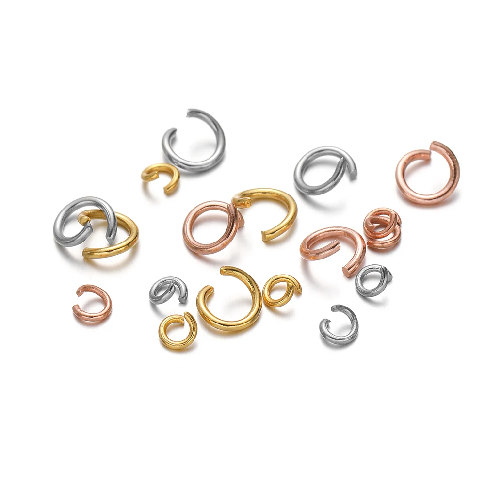100Pcs/lot Jump Rings Connectors Stainless Steel Open Jump Rings Single Loops for Jewelry Making DIY Bracelets Necklaces Crafts