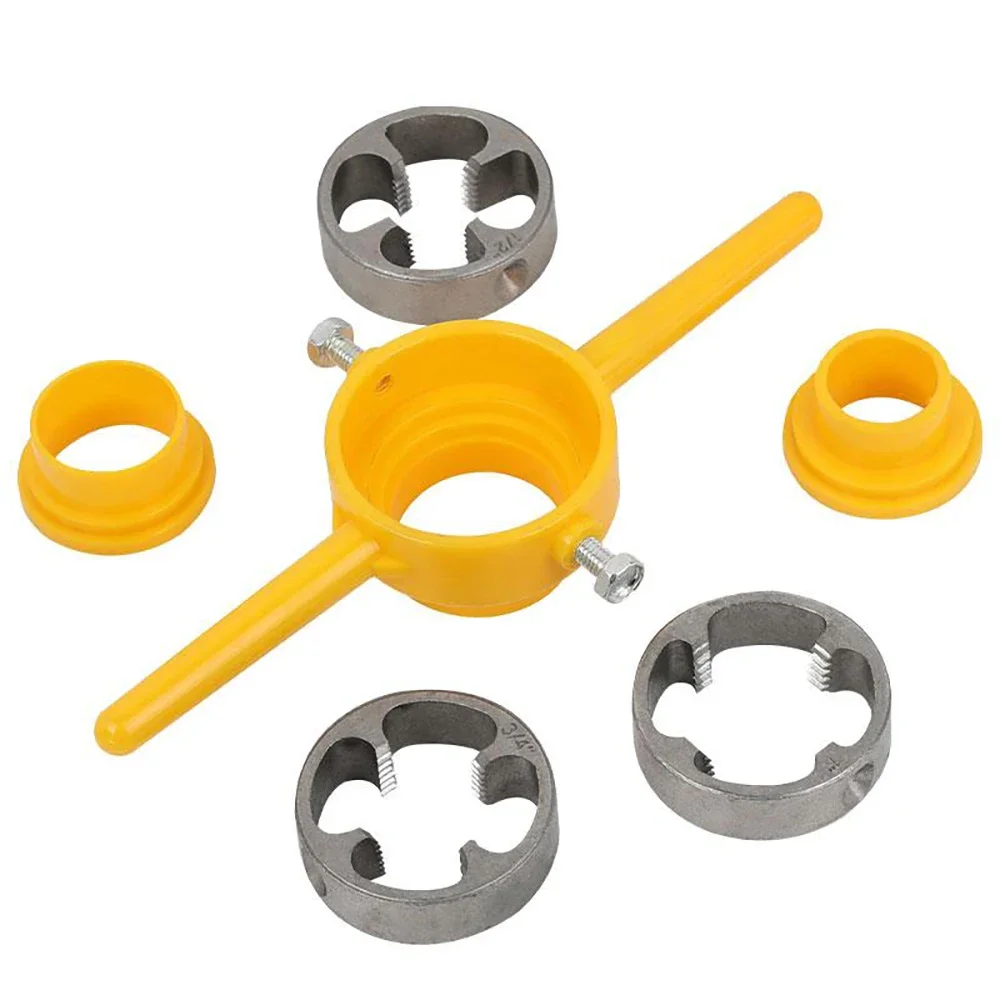 6Pcs PVC Plastic Water Pipe Pipe Thread Plate Set NPT1/2 3/4 1 Inch Manual PVC Water Pipe External Thread Tapping Tool