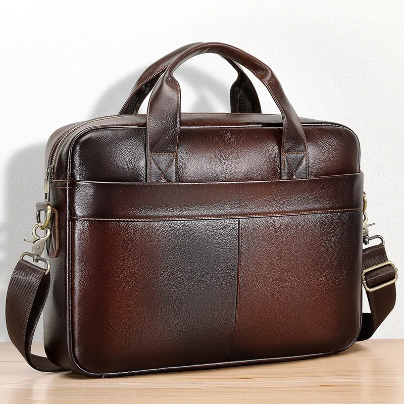 2026 New Luxury Cow Genuine Leather Business Men's Briefcase Male Briefcase Shoulder Bag Men Messenger Bag Tote Computer Bags