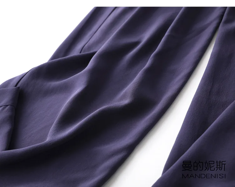 Tcyeek 100% Natural Silk Pants Women Summer Clothes Casual Elastic Waist Wide Leg Pants Solid Color Woman Trousers Streetwear