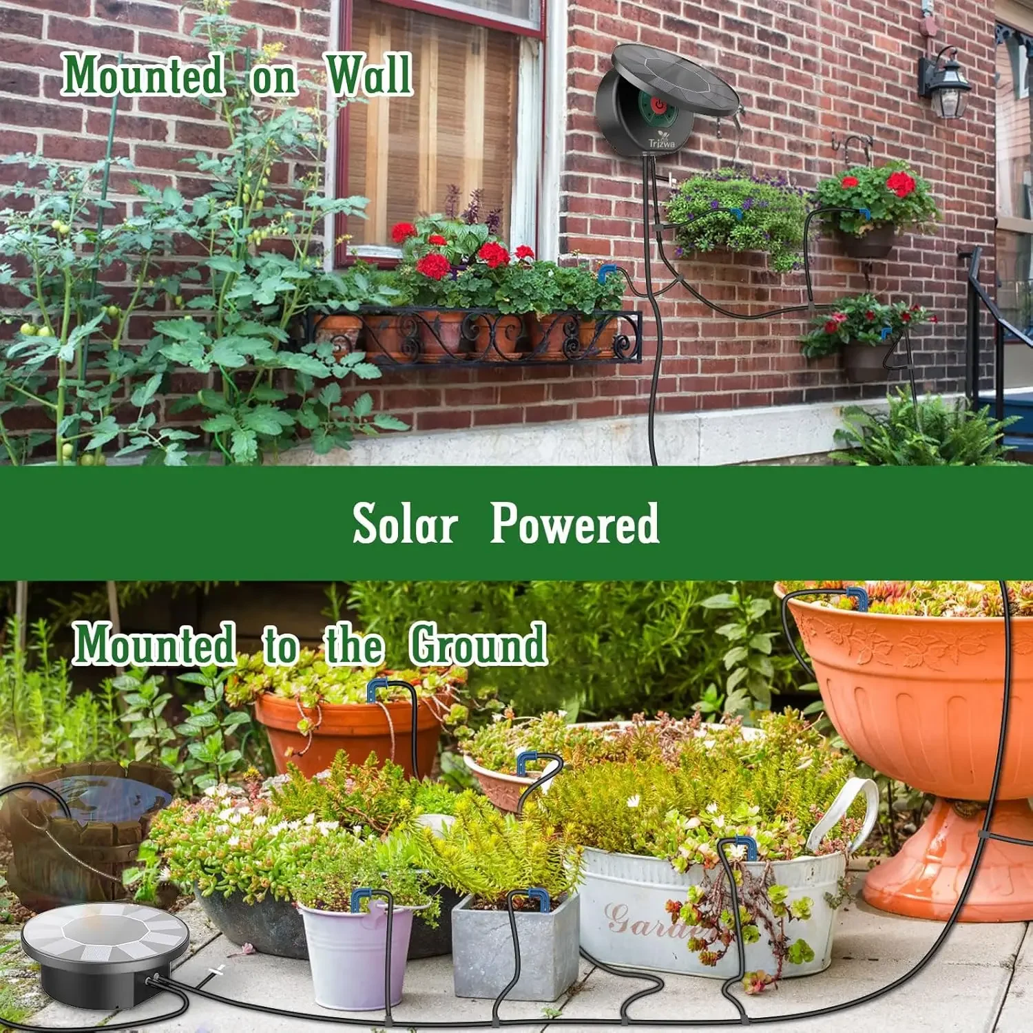 Solar Automatic Drip Irrigation System Kit, Auto Watering Kit for DIY Garden Watering System with 9 Timing Modes Outdoor Garden image 5