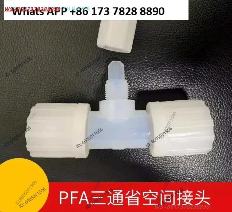 PFA space-saving connector Space-saving at both ends Middle flared Male  female to tee 1/4  1 inch