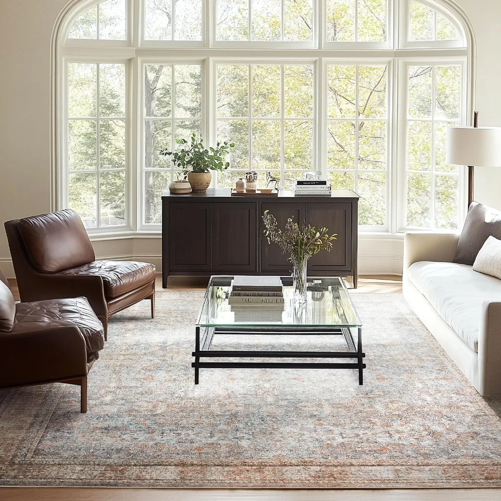 

Carpet 9x12ft - Non-skid Washable Area Rug With Stain & Fade Resistant Backing - Child & Pet Safe Low-pile Rug