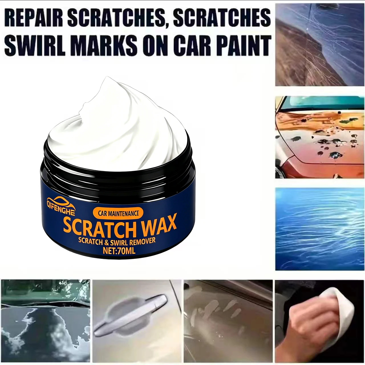 Car Scratch Swirl Remover Wax Nano Polishing Compound Auto Body Grinding Compound Anti Scratch Wax Restore Gloss for Paints 70ml