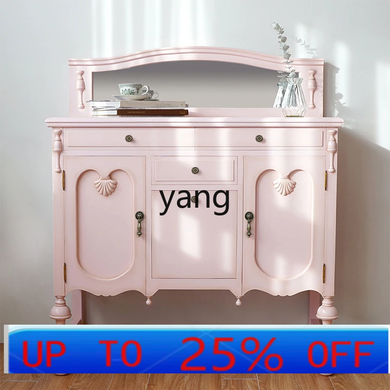 

LHH dresser pink all solid wood cosmetic cabinet with mirror dresser chest cabinet integrated