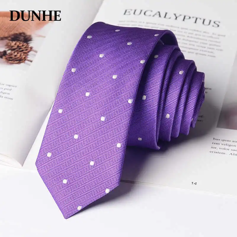 

High Quality Purple White Dot Tie College Style Shirt Accessories Casual and Youthful Niche Design 5cm Slim Hand Tied Necktie