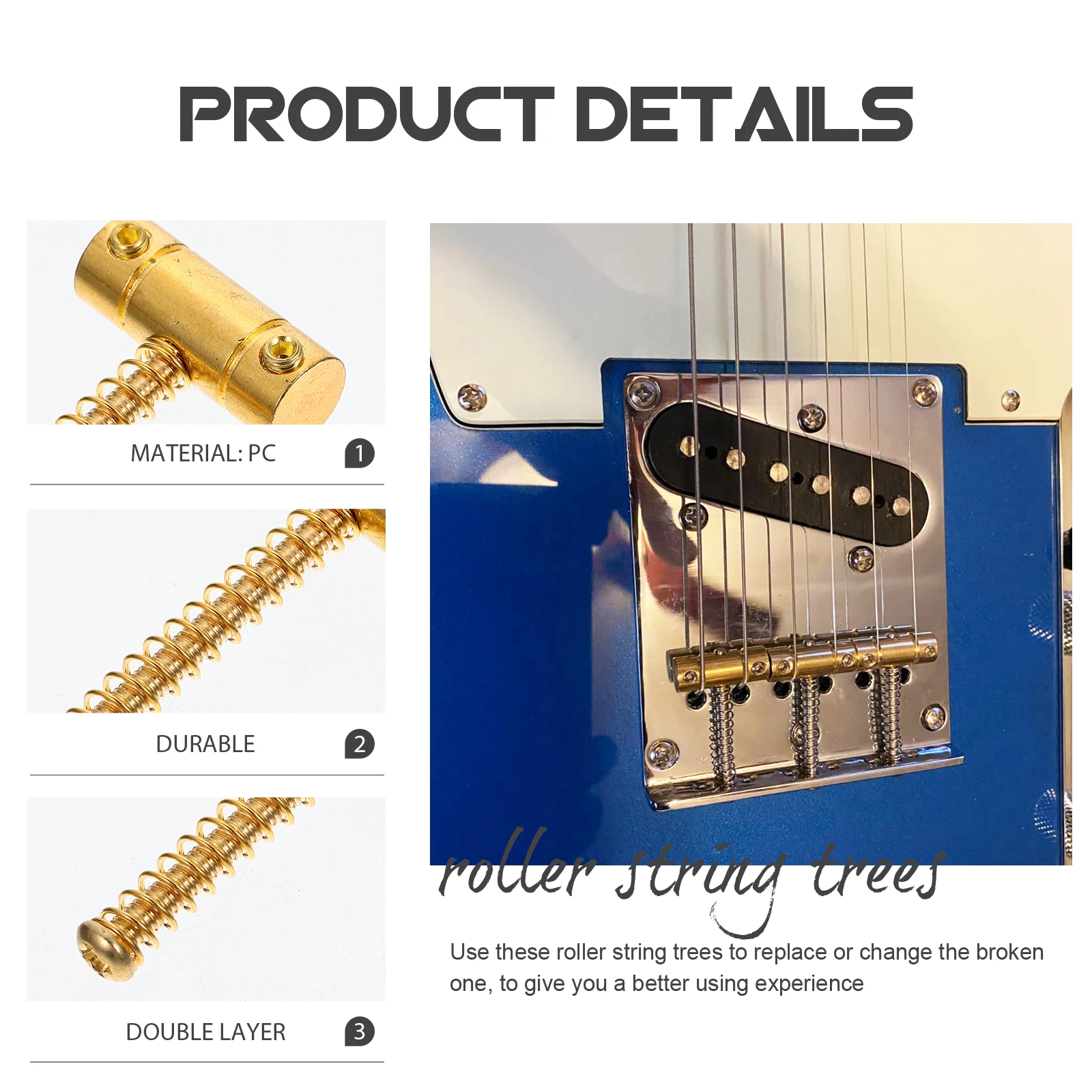 

Premium Electric String Tree Metal Parts Accessories Retainer Bridge Hardware Durable Hardened Steel Retainer with for Electric