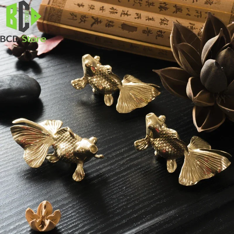 BCD Goldfish Shape Solid Brass Retro Knobs Door Handles Cabinet Wardrobe Drawer Pulls Single Hole