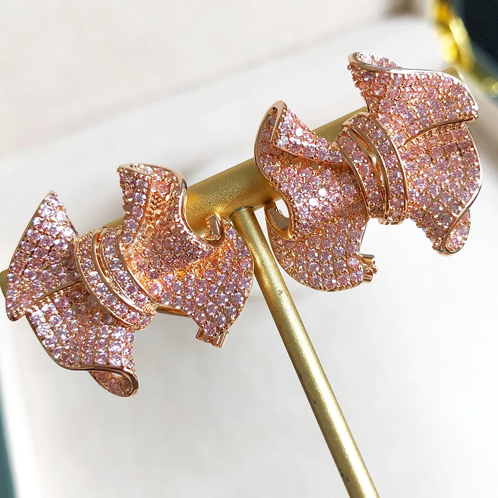 

Missvikki Sweet Lucky Charms Bowknot Earrings for Women Girl Daily Trendy Fashion Cubic Zircon Bohemia Jewelry High Quality