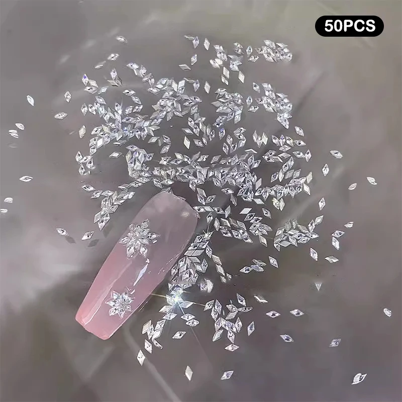 50pcs เล็บ MINI Zircon Charming ประกายคริสตัล Rhinestones คอลเลกชันผสมสีหรูหราตกแต่งเล็บอุปกรณ์เสริม