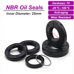 Black NBR Oil Seal ID 25mm TC-25*31/32/34/35/38/40/42/45/50/52/55/60/62*4/5/6/7/8/10/12mm Nitrile Rubber Shaft Double Lip Gasket