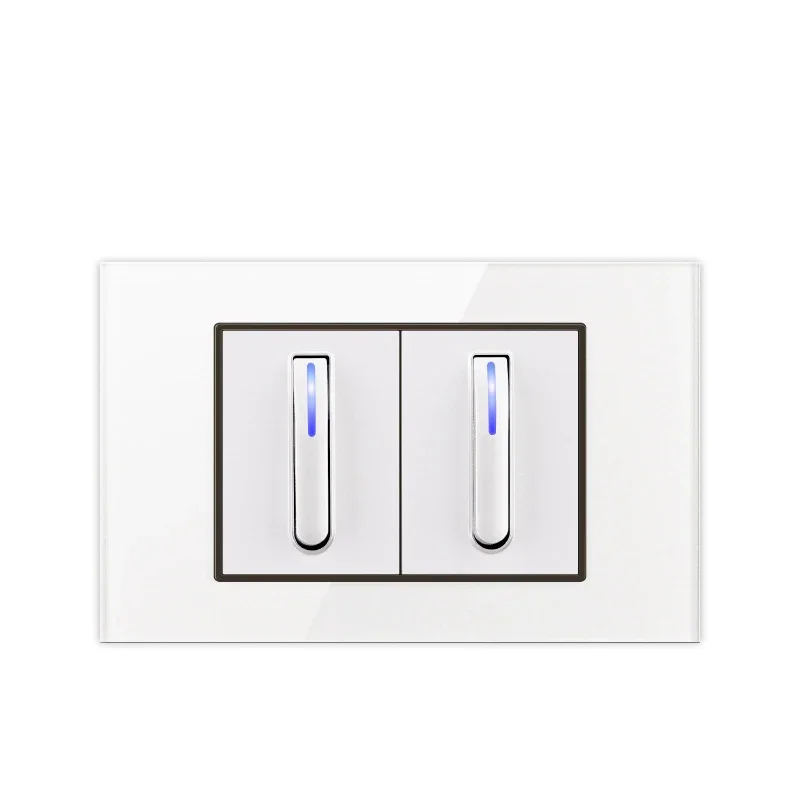 118 Type Piano Key White Tempered Glass Fashionable Switch Socket American British European Standard Universal Socket