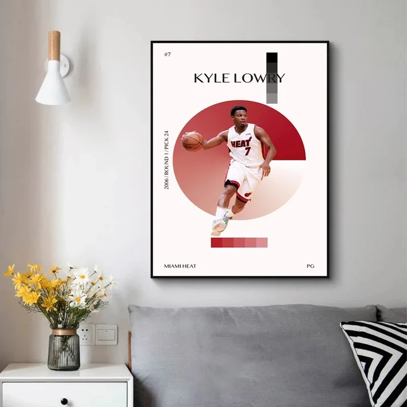 Minimalist Basketball Players Poster Canvas Painting Wall Art Modern Basketball Figure Picture for Home Living Room Gym Decor