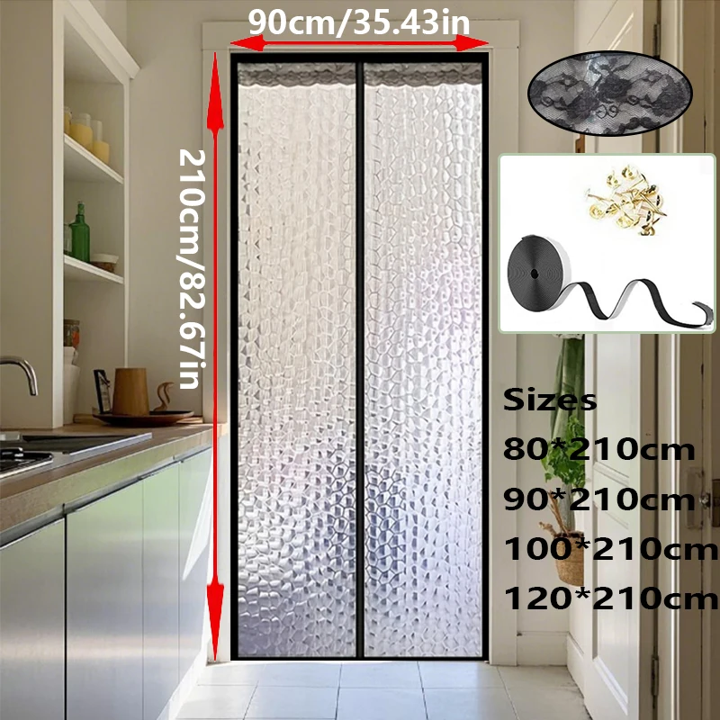 Magnetic Air Conditioner Door Curtain, Heat Insulation Cold Air Retention, No Drill Oil Fume Proof Partition for Kitchen