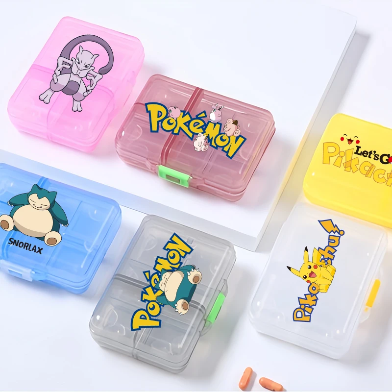 Cartoon New PKM Anime Travel Pill Cases Box Cute Pikachu Jigglypuff Charizard Squirtle Organizer Storage Tablet Holder Container