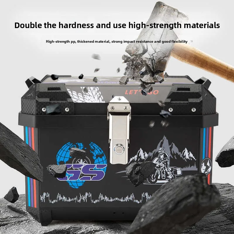 PP Plastic Tail Box, Large Capacity Side Boxes on Both Sides, Electric Vehicle Three Boxes, Non-aluminum Alloy Takeaway Trunk