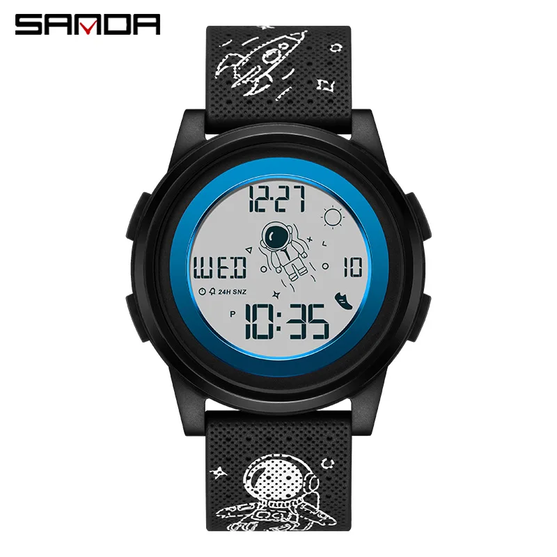 SANDA 2122 Electronic Watch Men and Women Astronaut Creative Watches Sports Waterproof Date Digital Wristwatches for Student