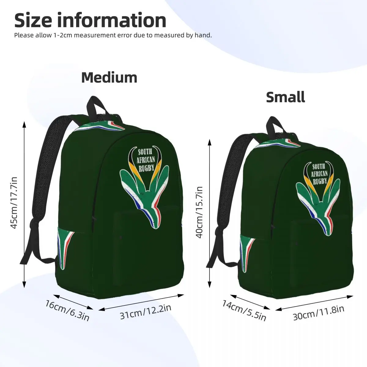 Springbok Face South Africa Student Backpack School Bag Hiking Travel Daypack for Men Women Fashion Bookbag Shoulder Bags