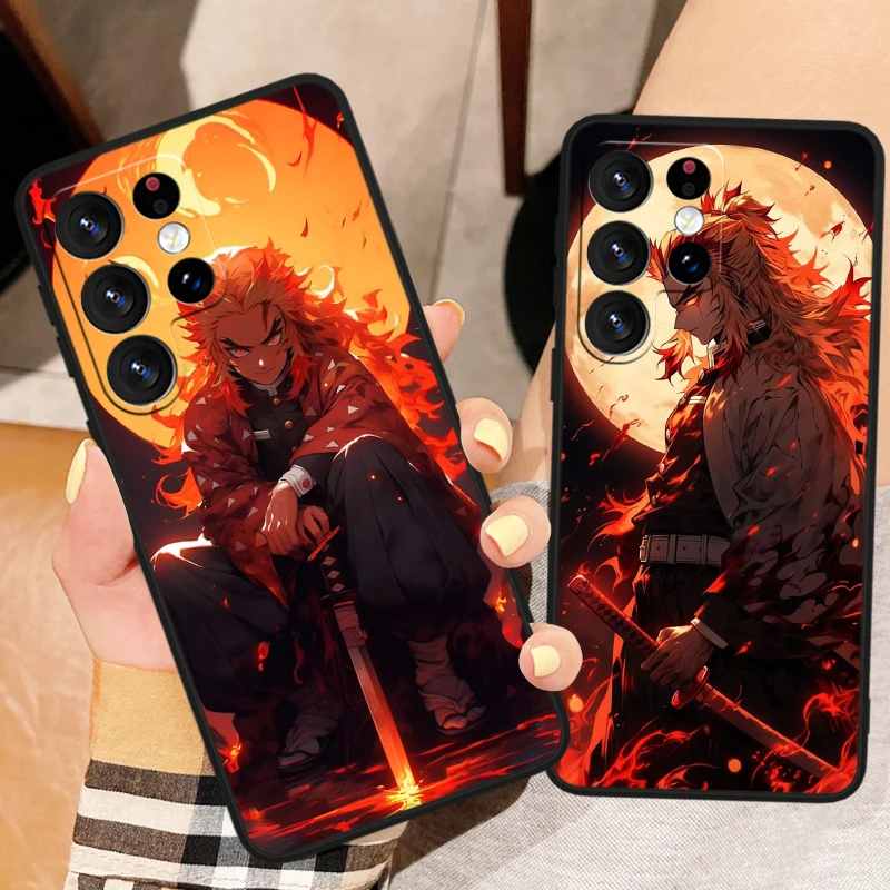 Kyoujurou Demon Slayer Cool For Samsung Galaxy S24 S23 S22 S21 S20 FE S10e S10 S9 Ultra Plus Soft TPU Black Phone Case