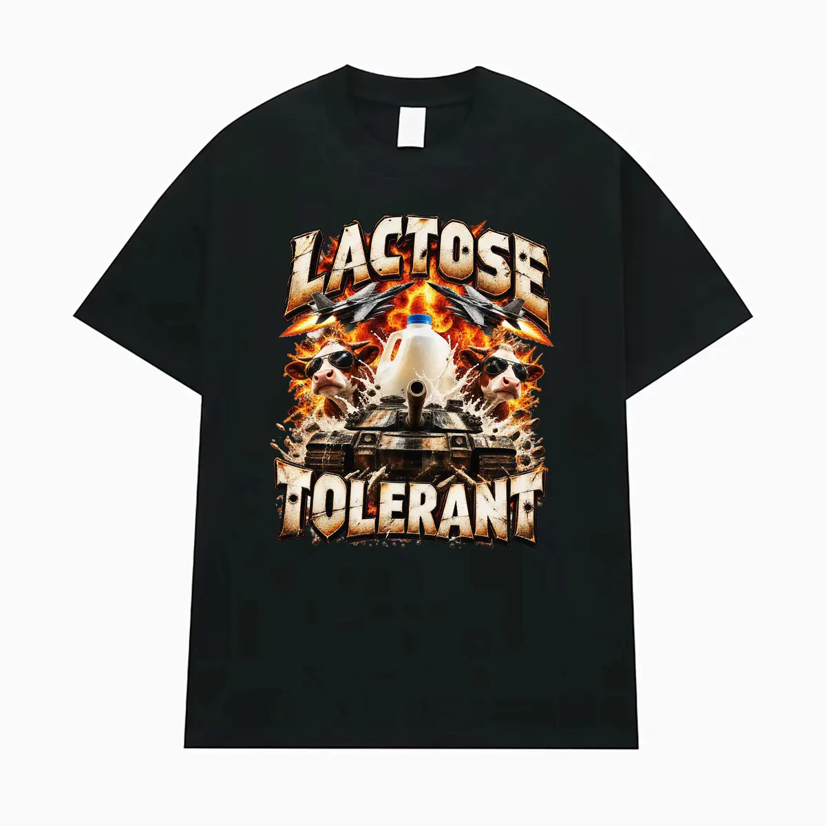 Lactose Tolerant Retro Graphic Vintage Milk 90s Funny T Shirt Men's Clothing Fashion High Quality T-shirts Summer Casual T-shirt
