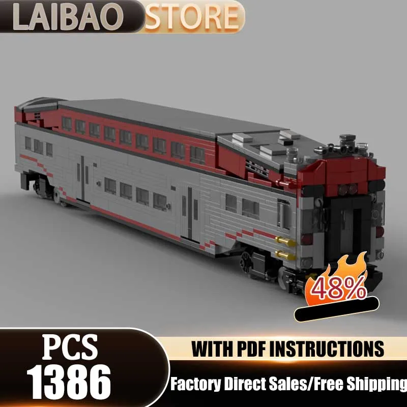 

Railway Train Model Moc Building Blocks Double Decker Train Model Technology Bricks DIY Christmas Assembly Street View Toy Gifts