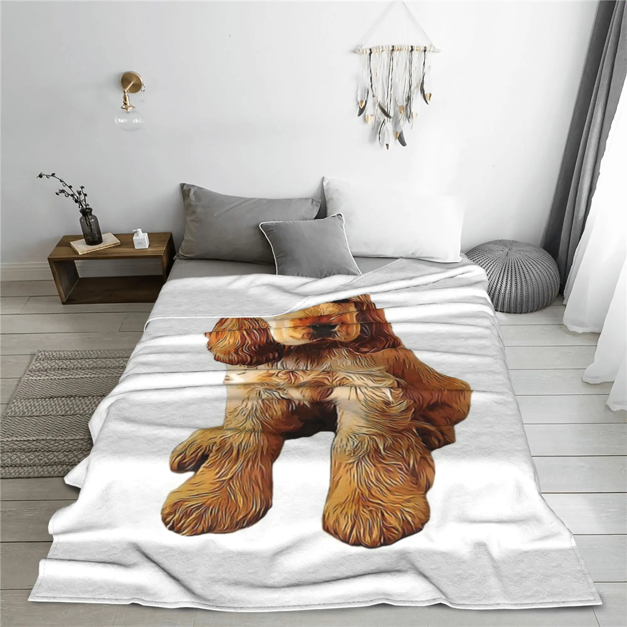 Gold Cocker Spaniel Puppy Dog Blankets Breathable Flannel Sofa Throw Blanket for Home Bedroom Office Throws Bedspread Quilt