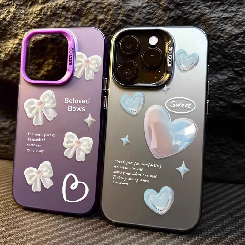 3D เคสรักแบบเลเซอร์รูปโบว์สำหรับซัมซุงกาแลคซี S24 S22 S23อัลตร้าบวก FE A25 A35 A55 A24 A34 A54 A33 A53ฝาครอบกันกระแทก PC