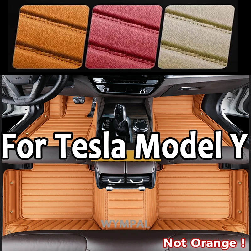 

Luxury Custom Car Floor Mat for Tesla Model Y 2021 2022 Carpet Durable Leather Phone Pocket 100% Fit for Your Car