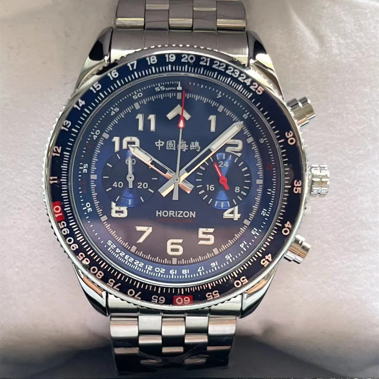 Seagull new pilot watch 42mm stainless steel bracelet waterproof retro classic quartz chronograph casual formal watch