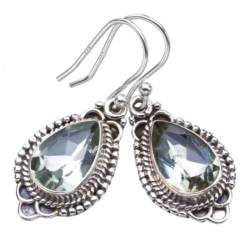 

StarGems Green Amethyst Handmade 925 Sterling Silver Earrings 1.5" F5852