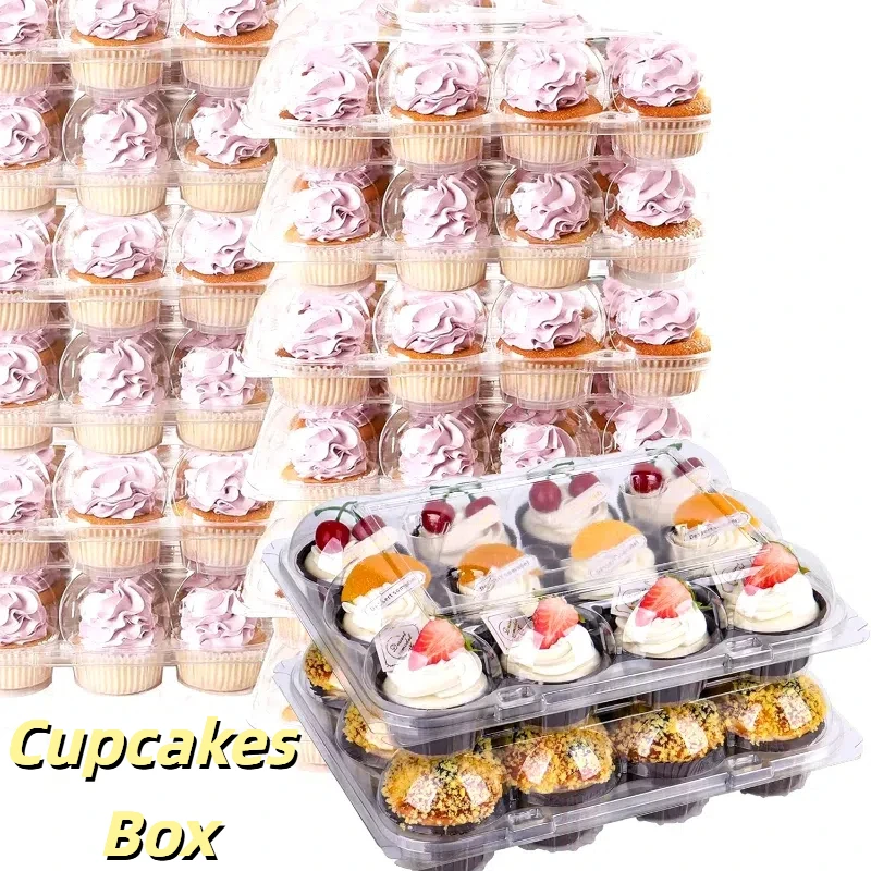 4/6/12er Cupcake-Boxen, Kuchenbehälter, Muffin-Boxen, Backwaren-Aufbewahrungsbehälter, Eierkuchen-Aufbewahrungsboxen mit hohen Kuppeldeckeln