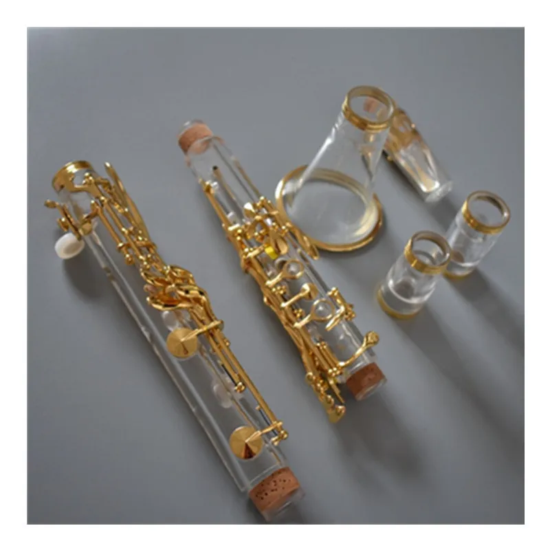 High Quality B Flat Clarinete Transparent Tube Body Gold-plated Buttons Acrylic Clarinet for Music Player