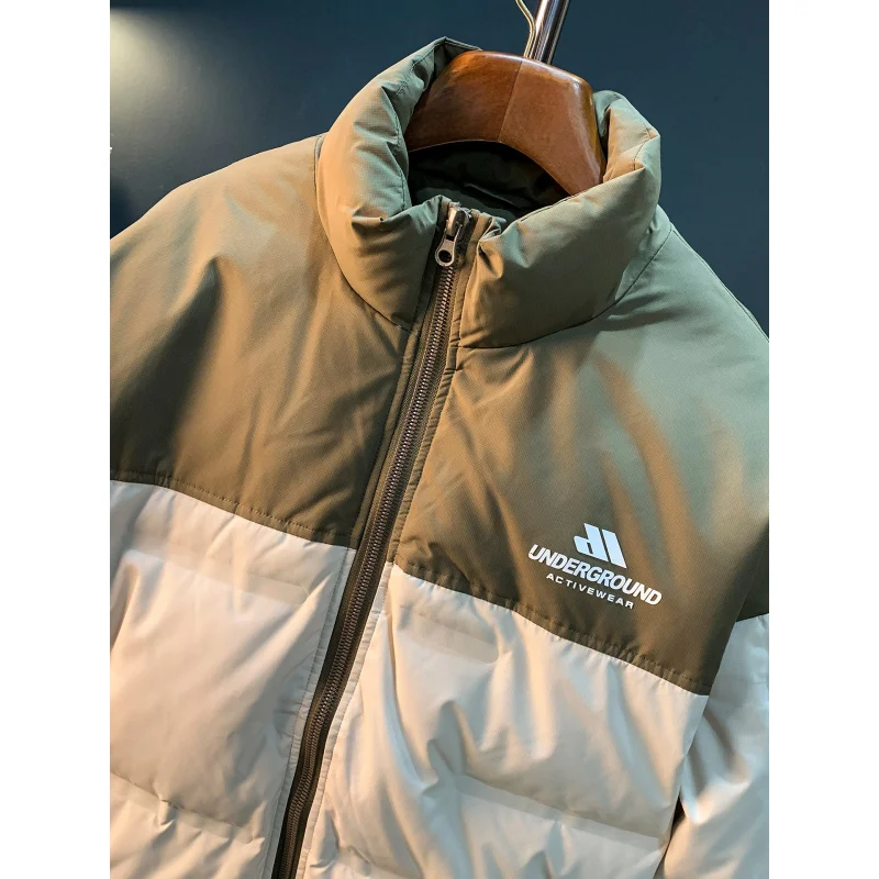 

Winter down jacket for men, large size, stand up collar, loose, fashionable, warm, and thick cotton jacket with added fleece