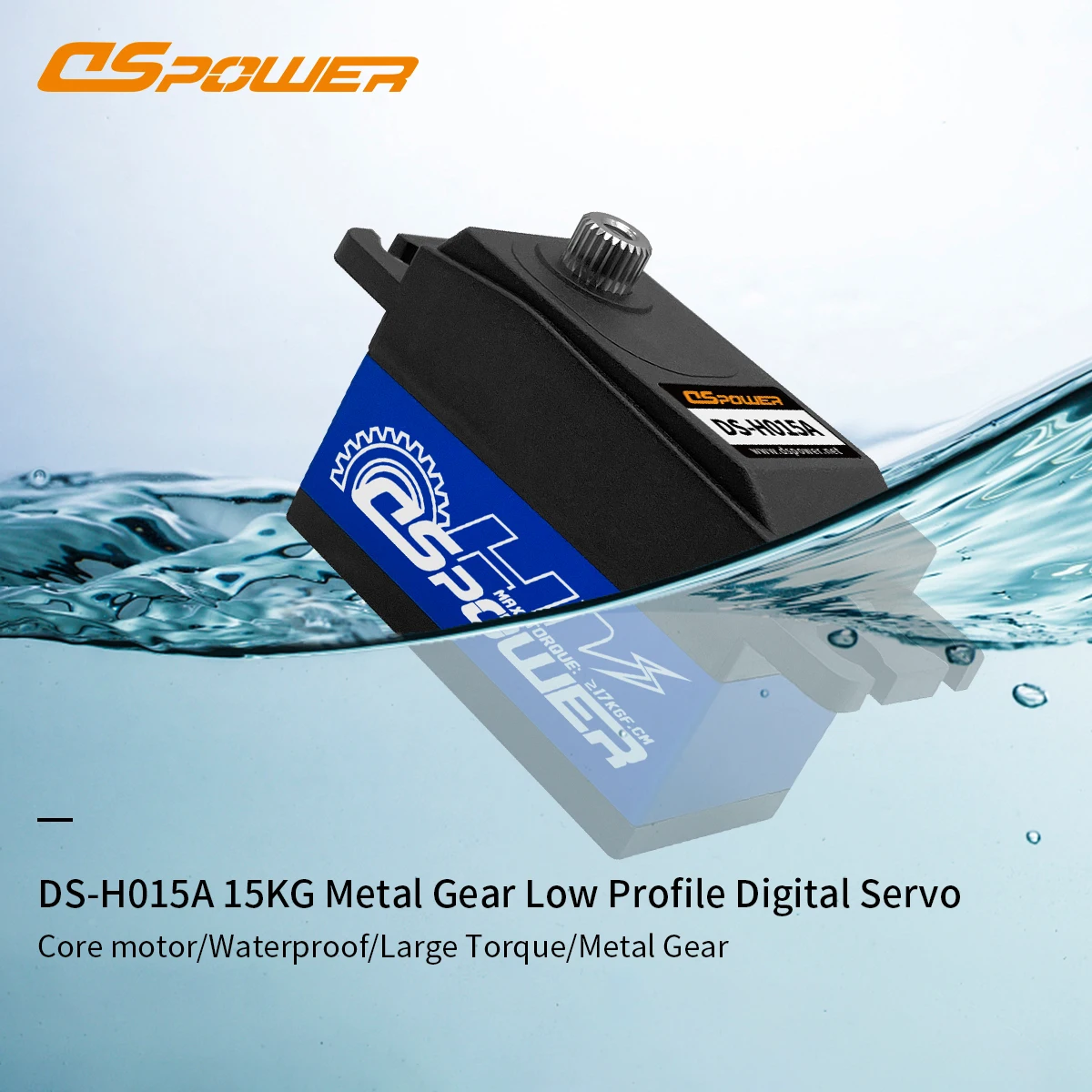 DSPOWER 15KG Low Profile Large Torque Digital Servo Short Body Metal Gear 180° / 300° for 1/8 1/10 RC Car Robot Axial Airplane