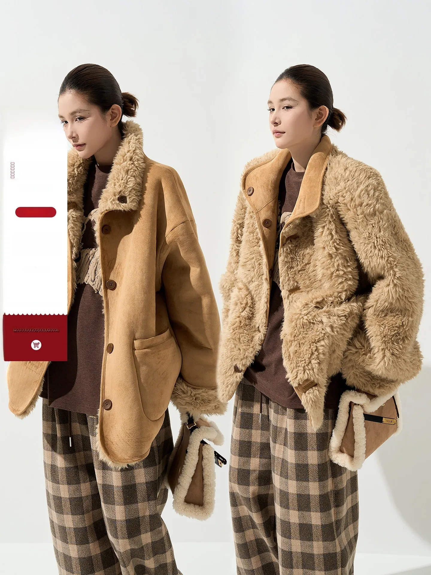 

Warmth Double-Sided Wear Suede Long Sve Furry Loose Women's Autumn Winter Korean Sle Cardigan Coat with Stand Collar
