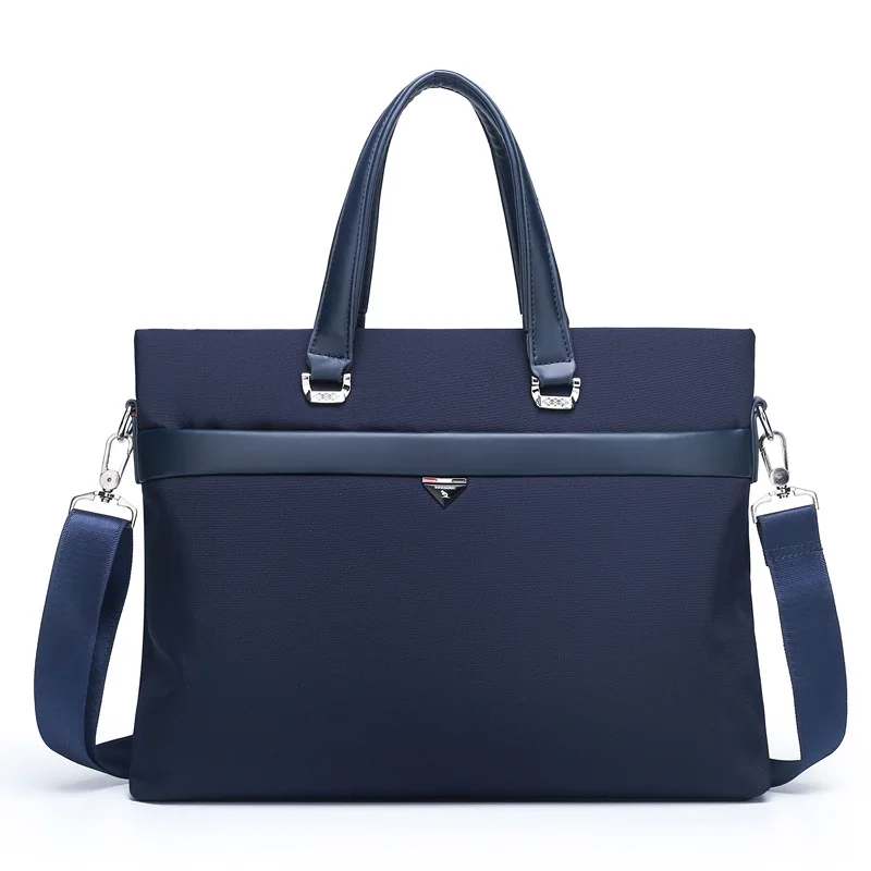 Bolso de mano para hombre, maletín, bolso informal de negocios, bolsos oficiales de lona Oxford para ordenador portátil, hombro, negro y azul