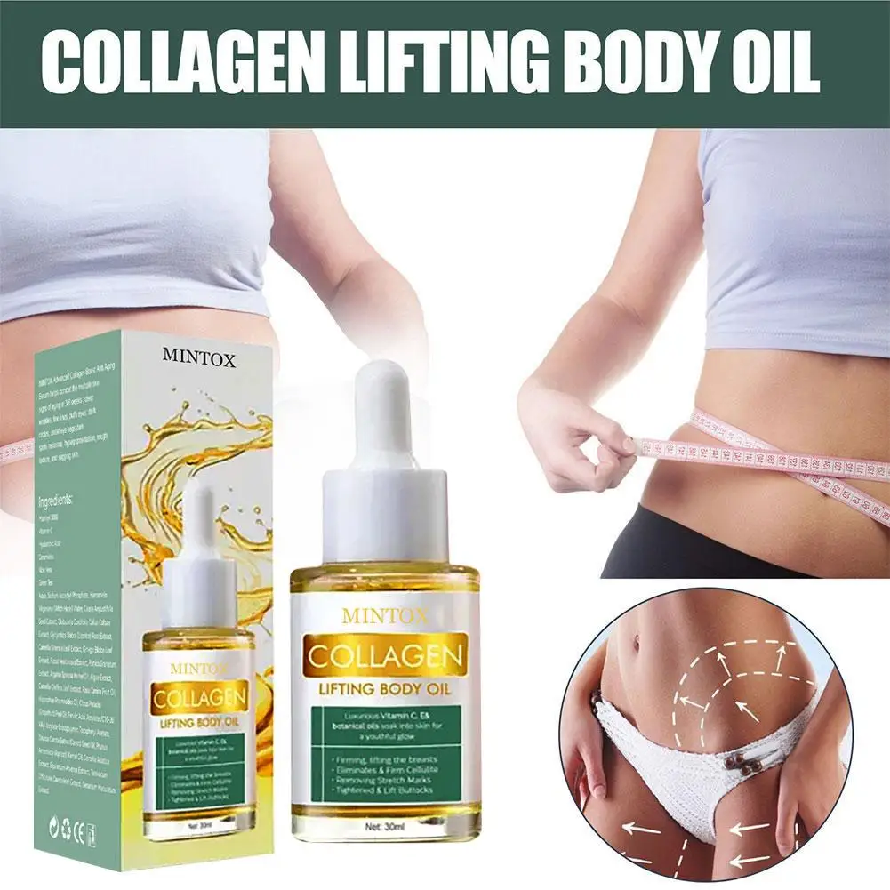 Collagene Lifting olio per il corpo rassodamento del seno glutei stomaco coscia braccio superiore nutriente massaggio idratante olio essenziale cura