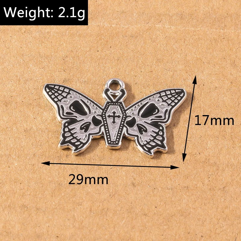 10 teile/los halloween schmetterling schädel bezaubert fledermaus anhänger für schmuck herstellung halskette ohrringe diy halloween geschenk zubehör – Detail 9