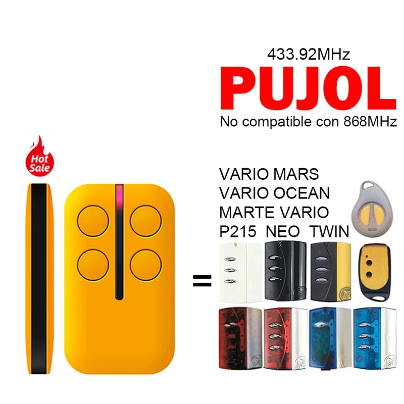 

For PUJOL MARTE VARIO MARS OCEAN P125 NEO TWIN Remote Control Garage Door Electric Gate Opener 433.92MHz Hand Transmitter