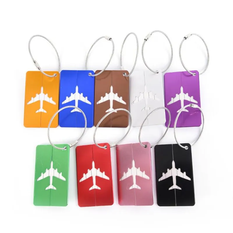 2PC Aluminum Alloy Keychain Luggage Tag Boarding Metal Aircraft Check-In Elevator Tag External Travel Identification Card Holder