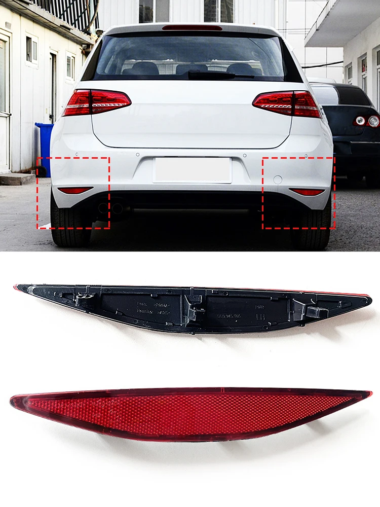 For VW Golf 7 MK7 2014 2015 2016 2017 Red Rear Bumper Reflector Lamps Reflective Strip