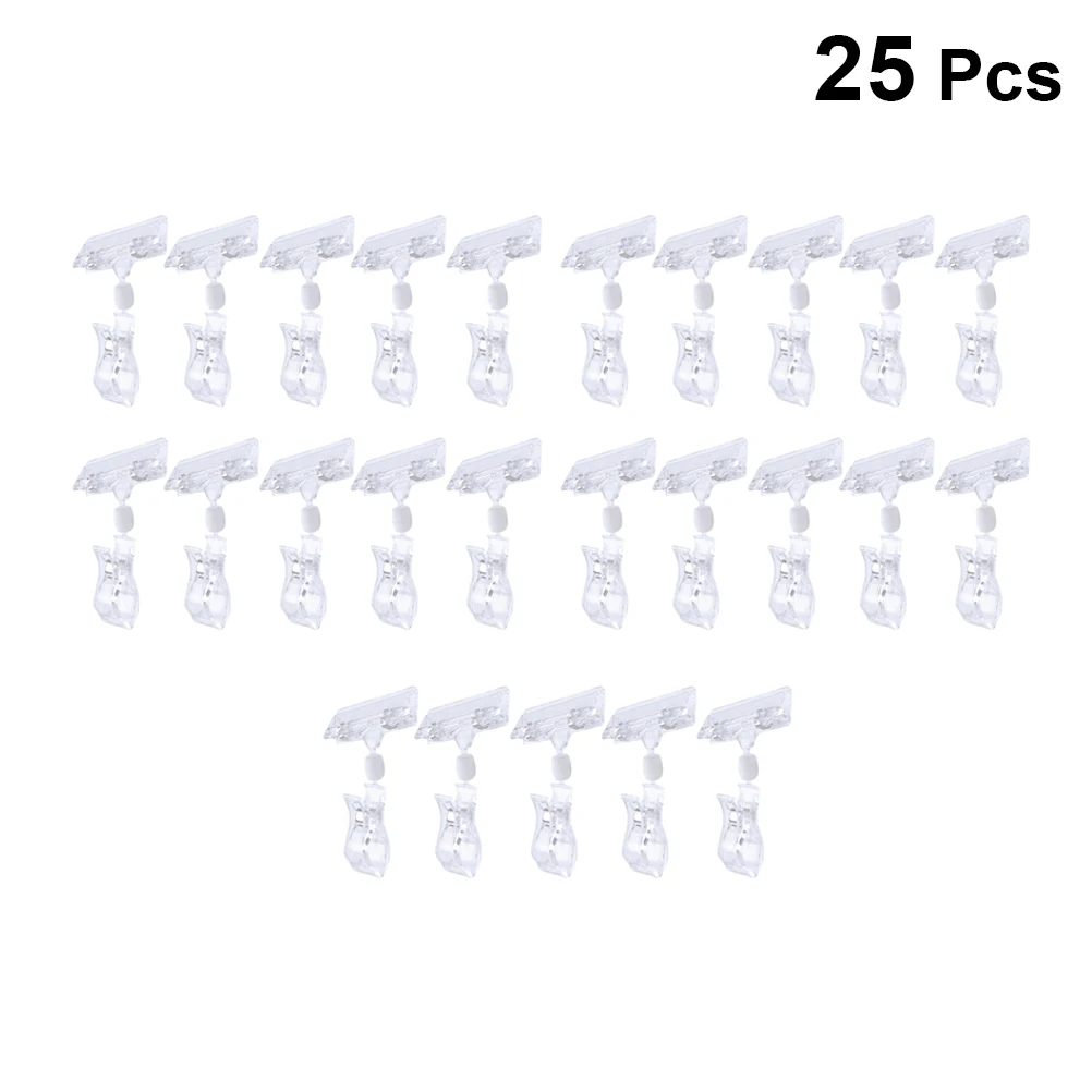 25 Pcs Transparent Universal Clip Storage Tag Rotatable Clear Crystal Rack Shelf Clamp Frame