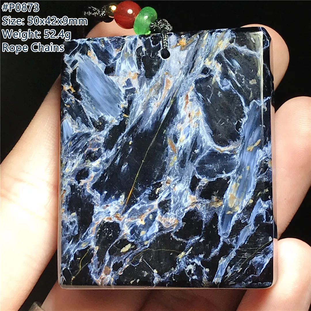 

Top Natural Blue Pietersite Stone Pendant For Women Man Wealthy Luck Gift Crystal 50x42x9mm Beads Namibia Gemstone Jewelry AAAAA