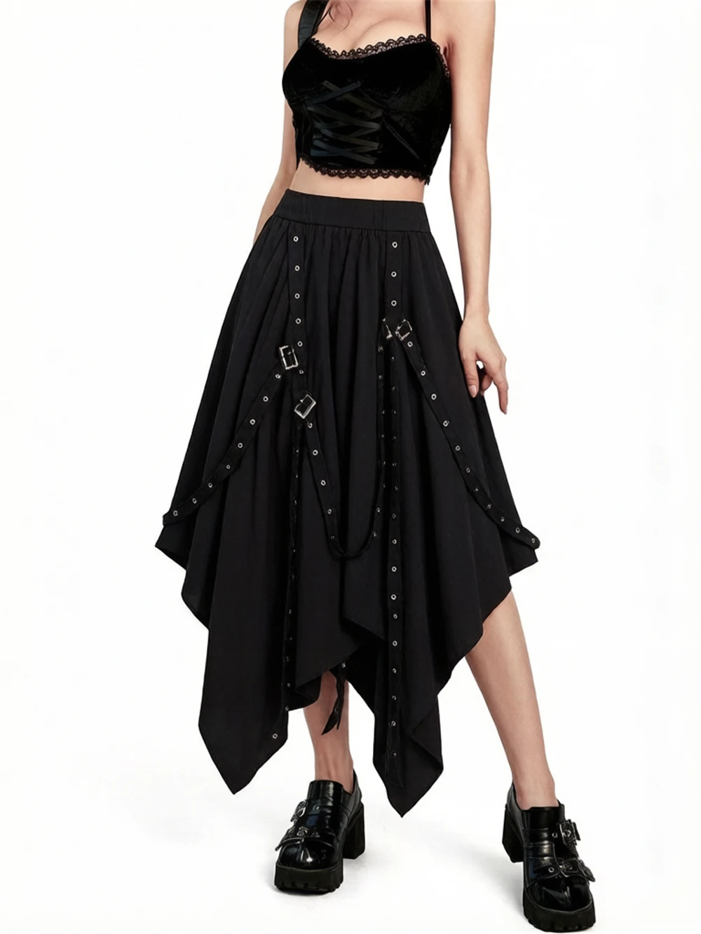 Gothic style Goth Skirt Ropa Punk style Summer New Stylish Sexy Long Dress Street Hot Girl Eye-Catching Dark
